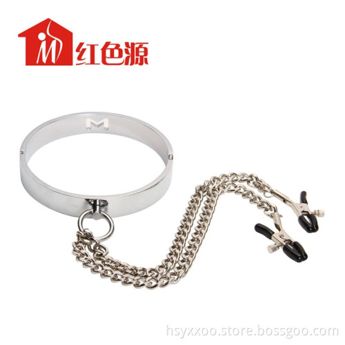 Hot Sale Adult Sex Products Female Collar With Nipple Clamps